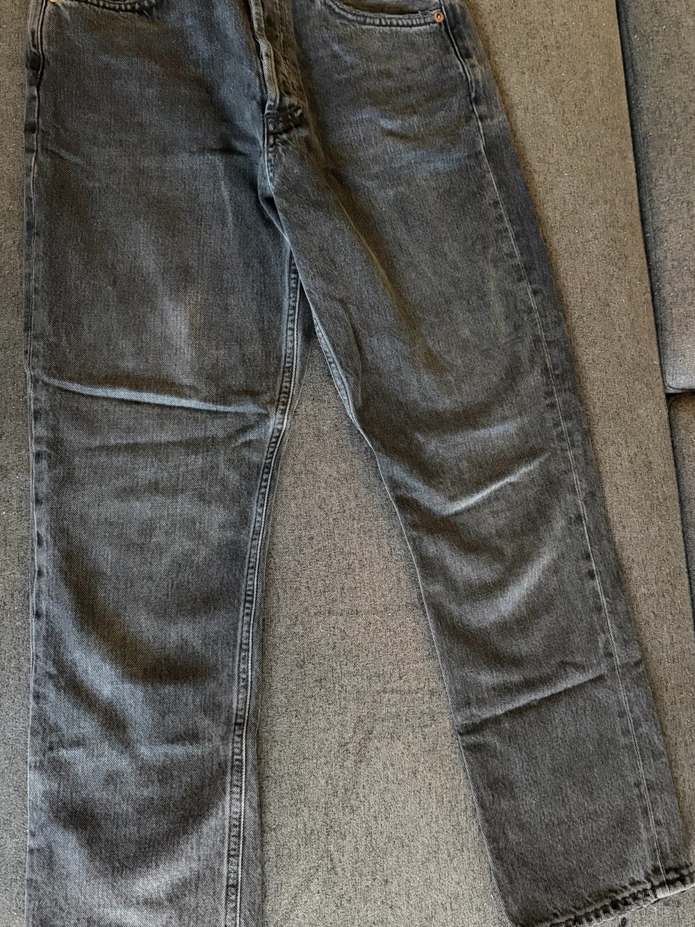 Agolde Washed Charcoal Straight-Leg Jeans